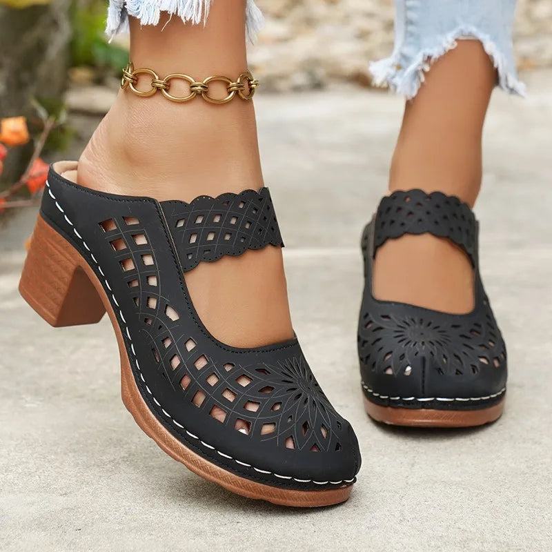 Sandalias con Taco Azul