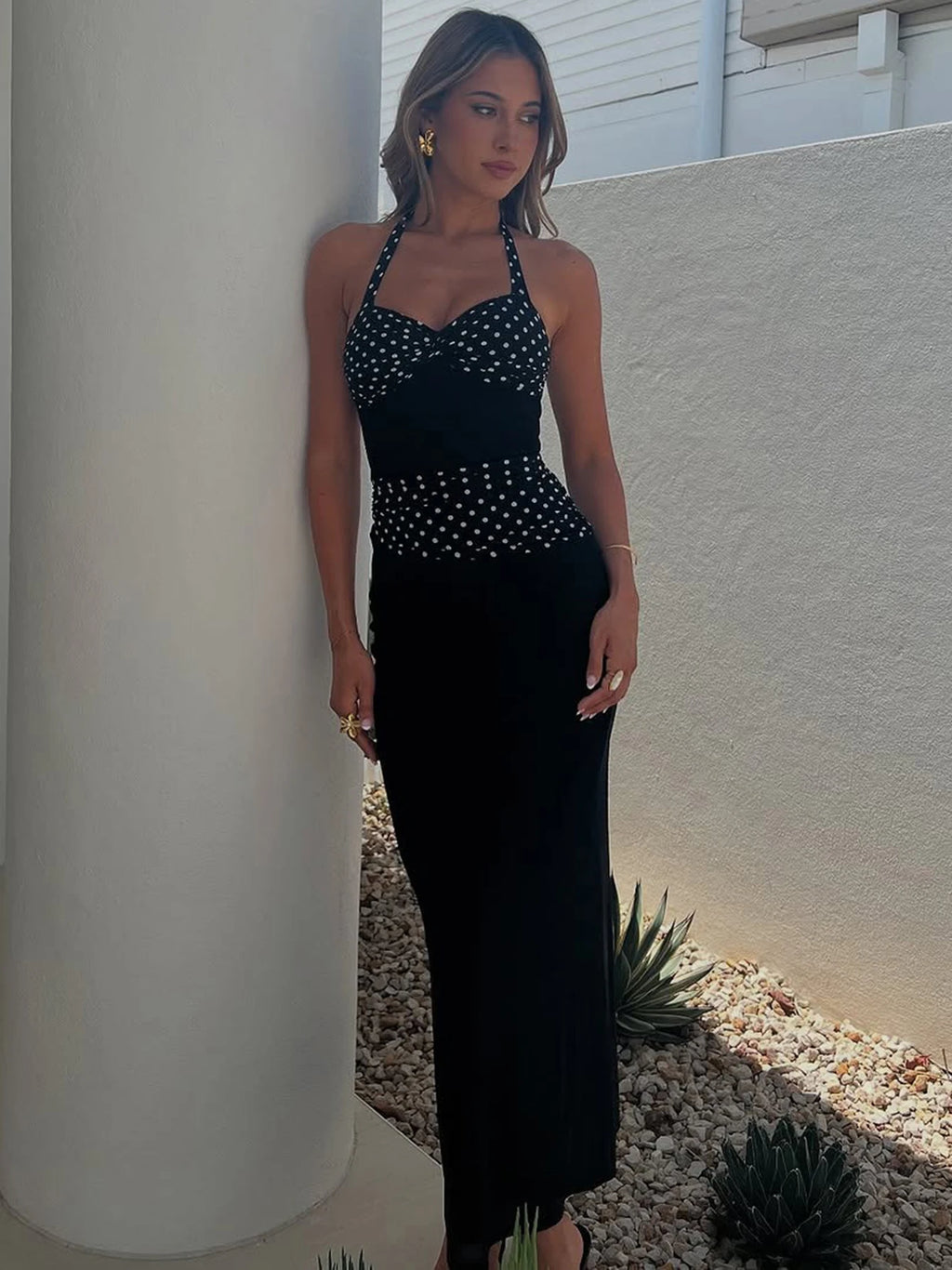 Vestido Largo a Lunares