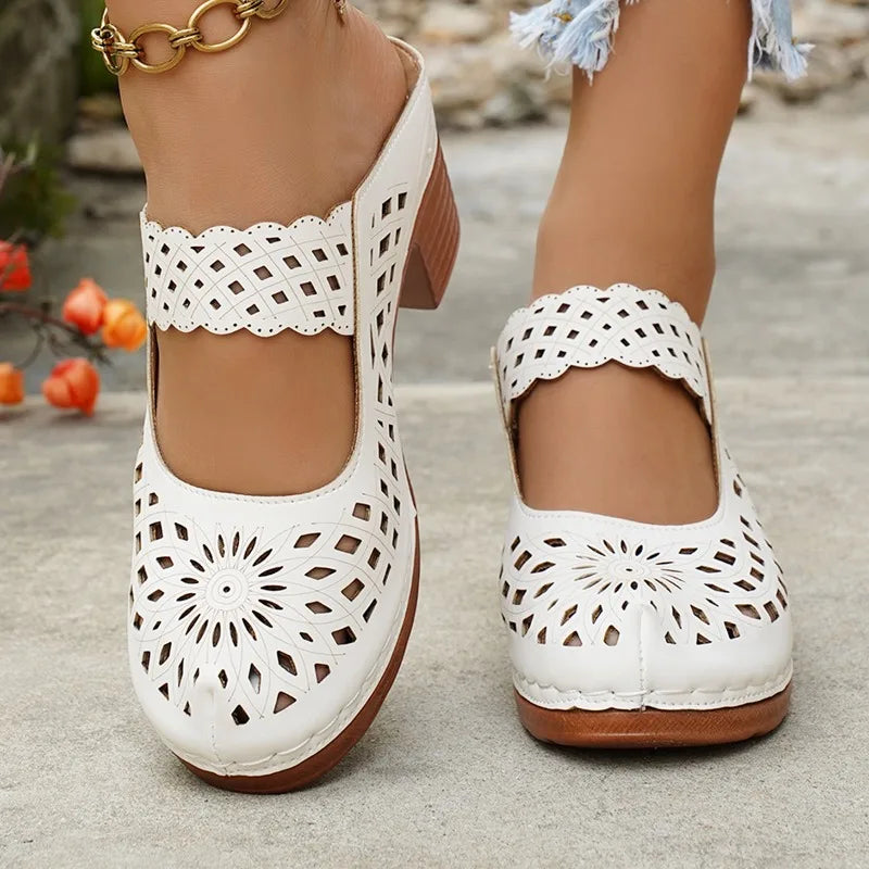Sandalias con Taco Azul