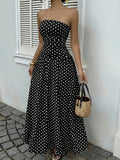 Vestido Largo a Lunares Strapless